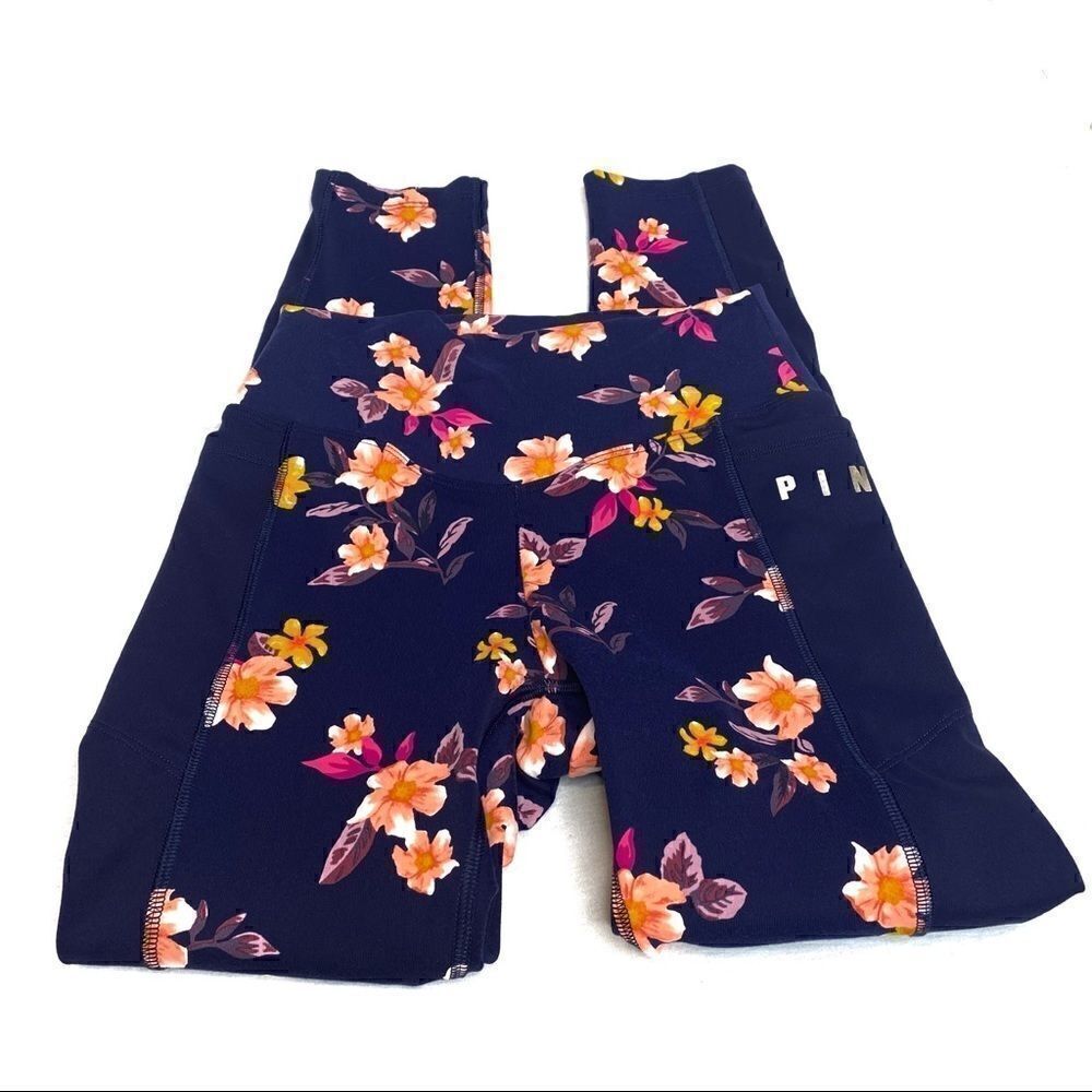 Victoria’s Secret PINK navy blue floral ultimate leggings size XS